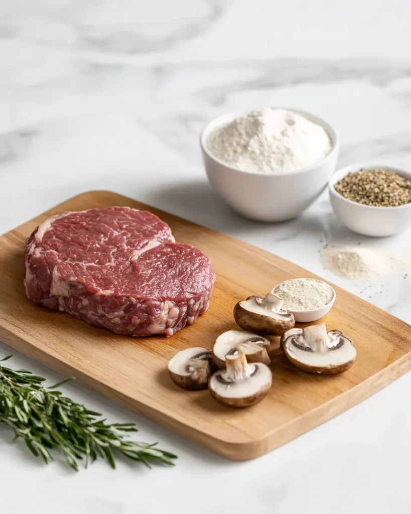 u6472731739 raw ingredients for keto burger steak with mushro d0f6c42b 5f2c 4b8b bd9a b5284aedc441 1 Keto Burger Steak with Mushroom Gravy: A Low-Carb Southern Comfort Classic