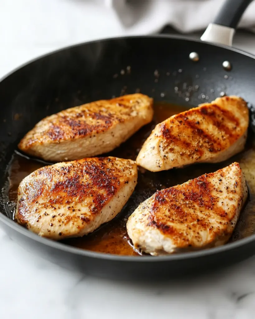u6472731739 searing sliced chicken breast in a skillet on whi de44cd14 5125 47ff bca2 7e39db9fe0f6 1 Easy Keto Zucchini Noodle and Chicken Skillet