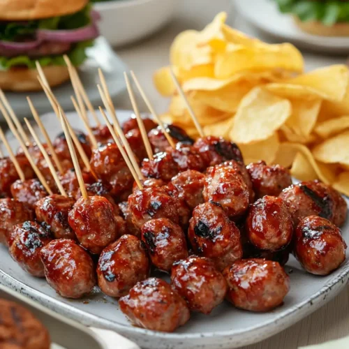 u6472731739 serving platter with BBQ sausage bites arranged w e227610a 78d6 418e a3ac 34a72aeb43f9 0 BBQ Sausage Bites (Only 4 Ingredients!)