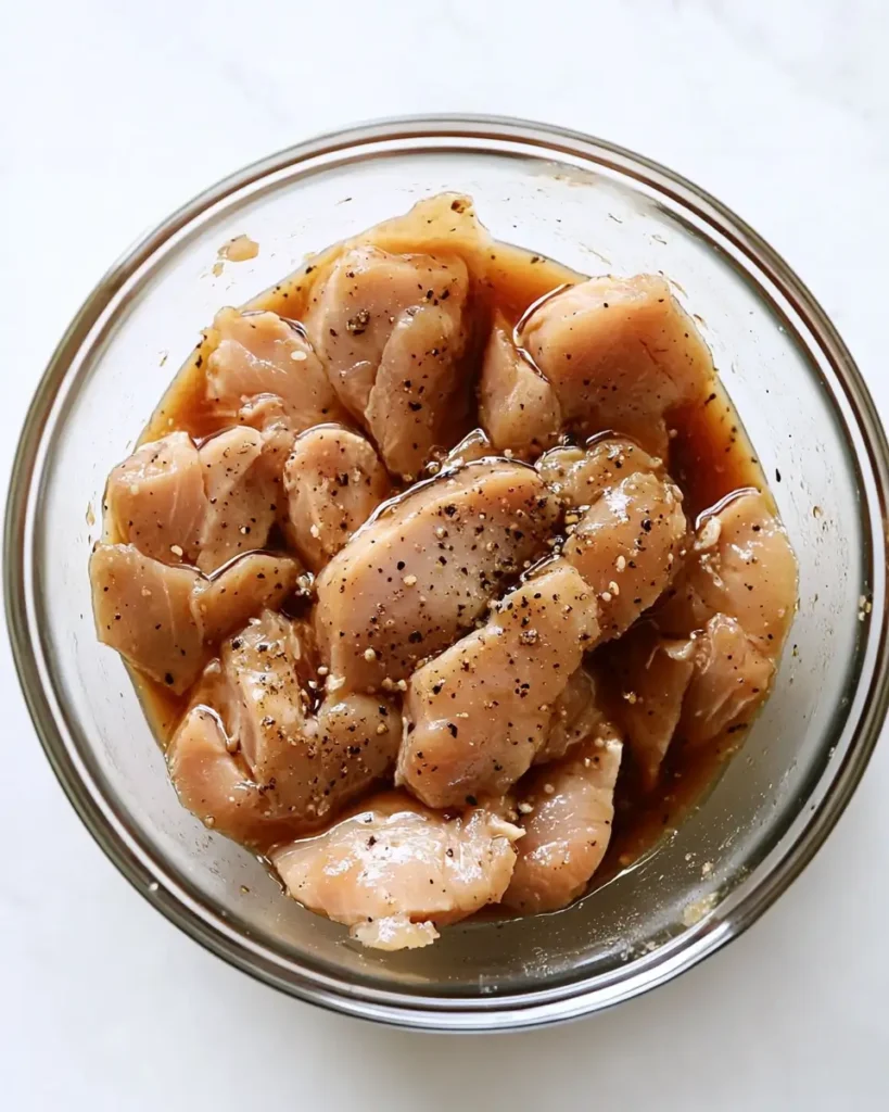u6472731739 thinly sliced raw chicken marinating in soy sauce 804e8584 55dc 413d 9424 73e3b905e1da 3 Easy Black Pepper Chicken Recipe