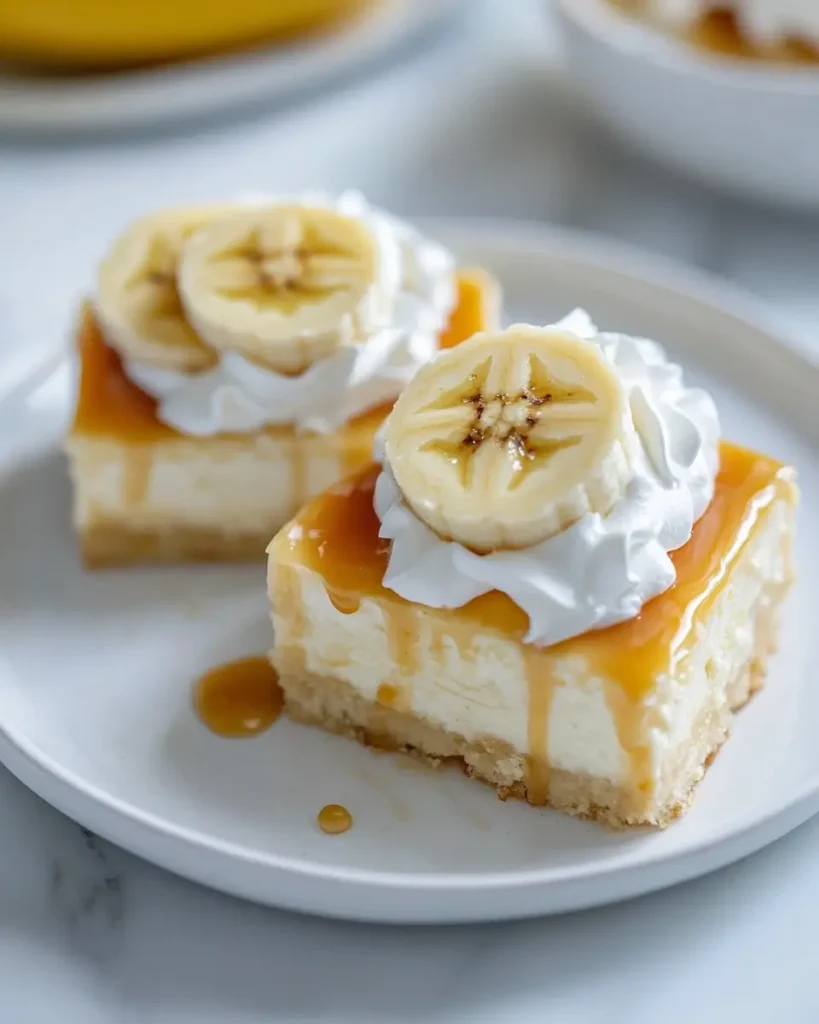 Banana Pudding Cheesecake Bars with caramel Banana Pudding Cheesecake Bars