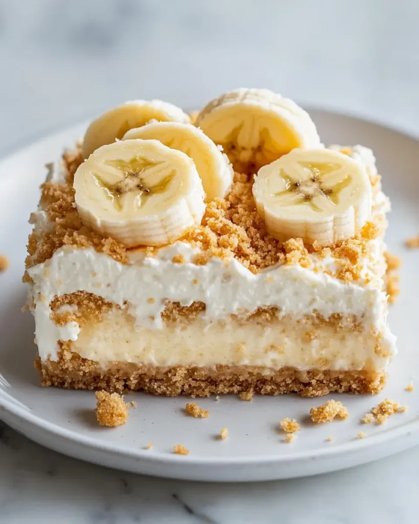 Banana Pudding Poke Cake serving Banana Pudding Poke Cake