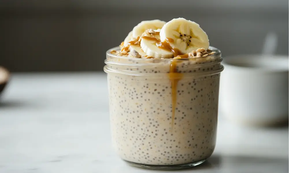 High Protein Banana Chia Seed Pudding With Almond Milk 1 High-Protein, Banana Chia Seed Pudding With Almond Milk