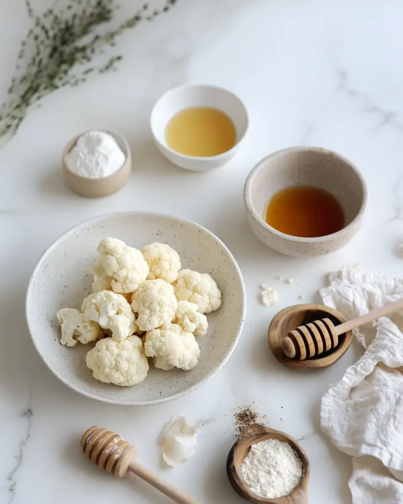 INGREDIENT FOR Crispy Hot Honey Cauliflower Nuggets