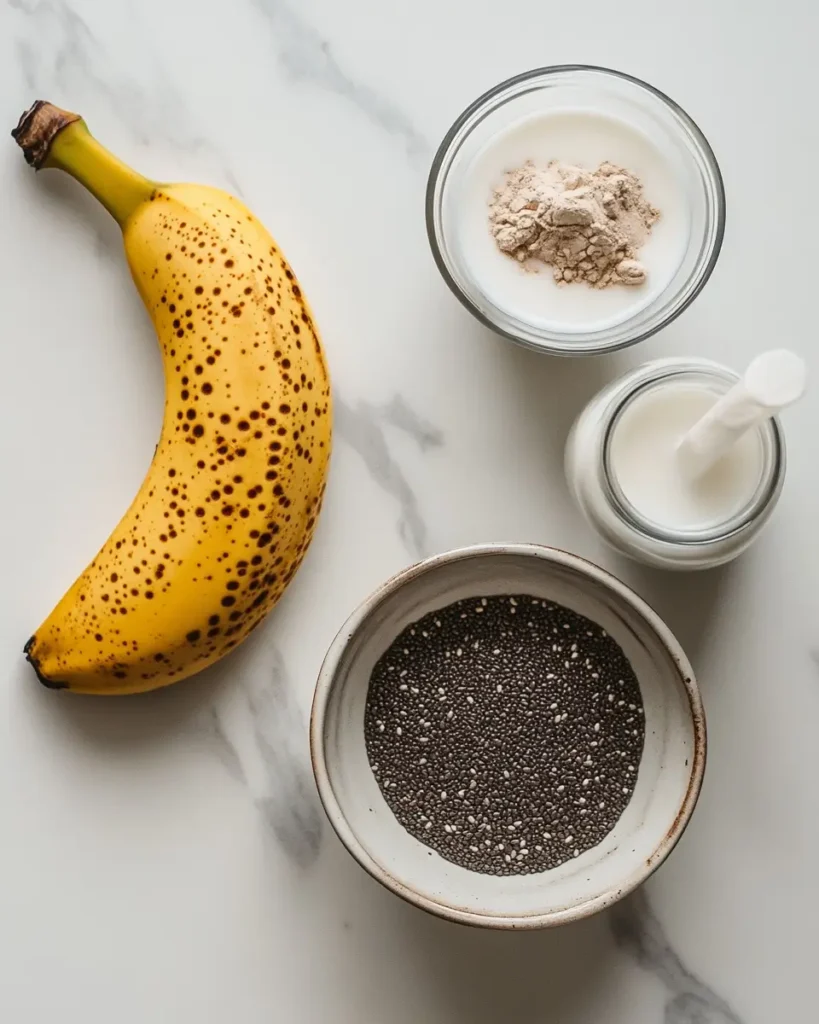 INGTREDIENT FOR High Protein Banana Chia Seed Pudding With Almond Milk High-Protein, Banana Chia Seed Pudding With Almond Milk
