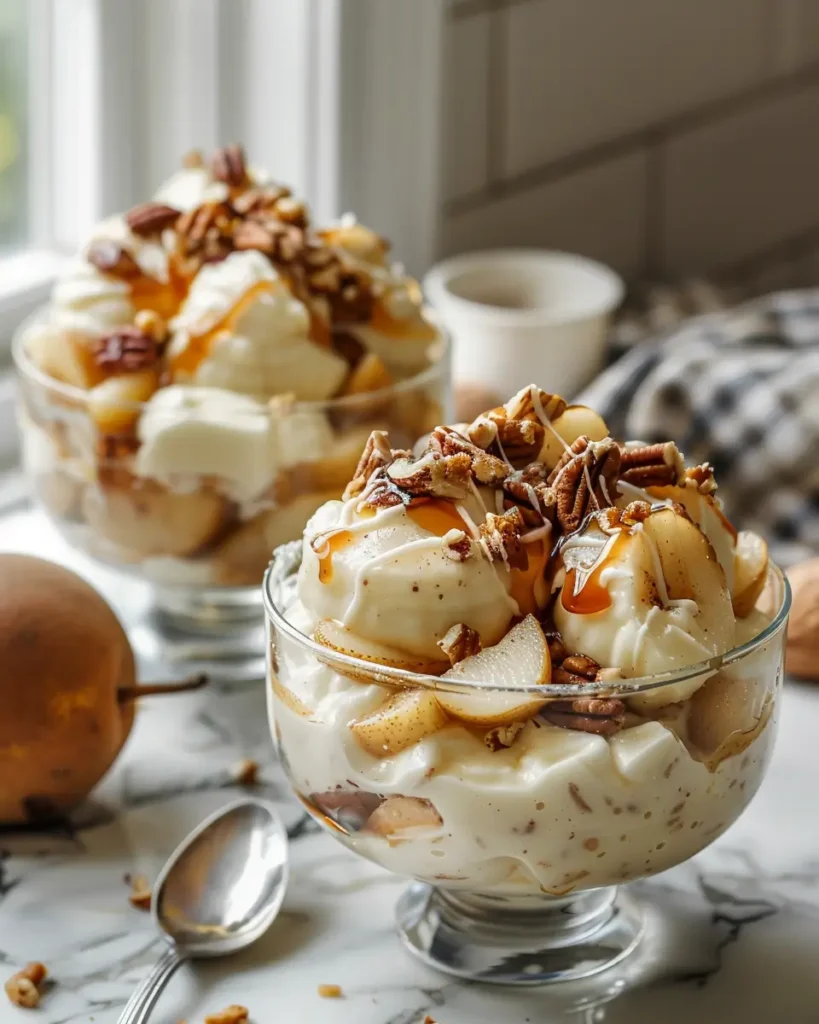 Maple Pecan Chessmen Banana Pudding with Spiced Pears RECIPE Maple Pecan Chessmen Banana Pudding with Spiced Pears