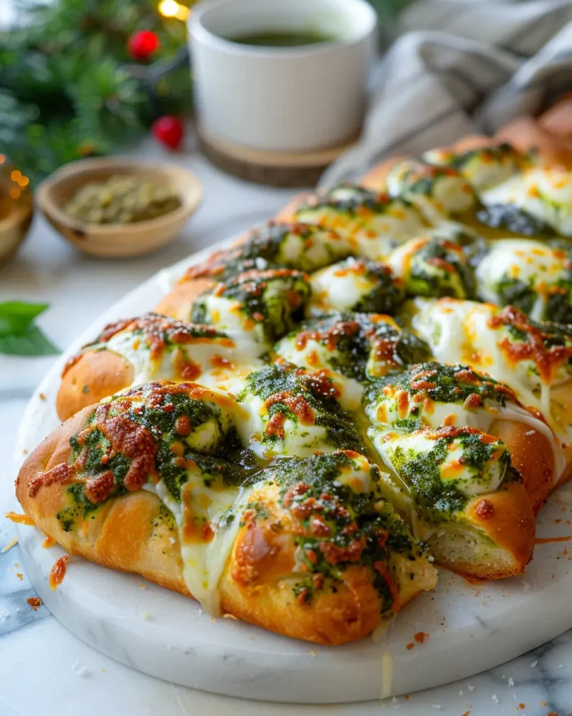 Pesto Mozzarella Christmas Tree Bread recipe Pesto Mozzarella Christmas Tree Bread