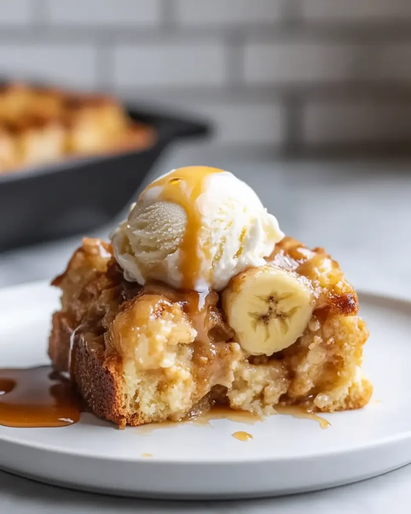 Serving Peanut Butter Banana Bread Pudding Peanut Butter Banana Bread Pudding