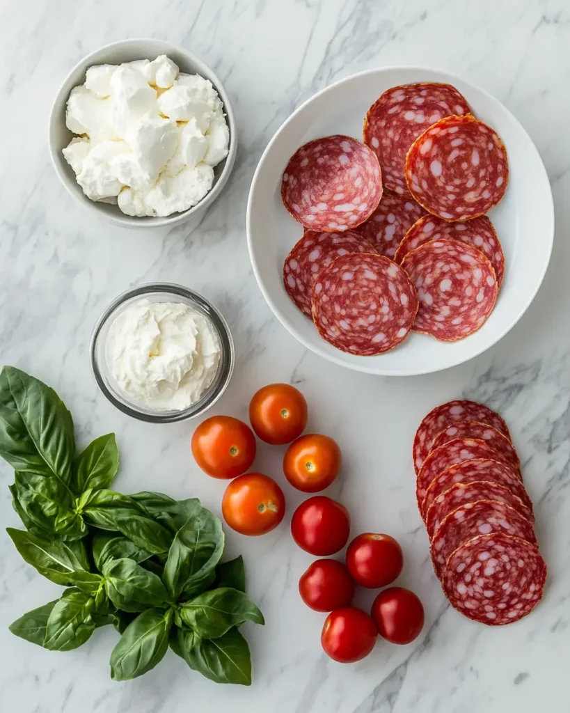 ingredient for Crisp Salami Cup Appetizers Crisp Salami Cup Appetizers