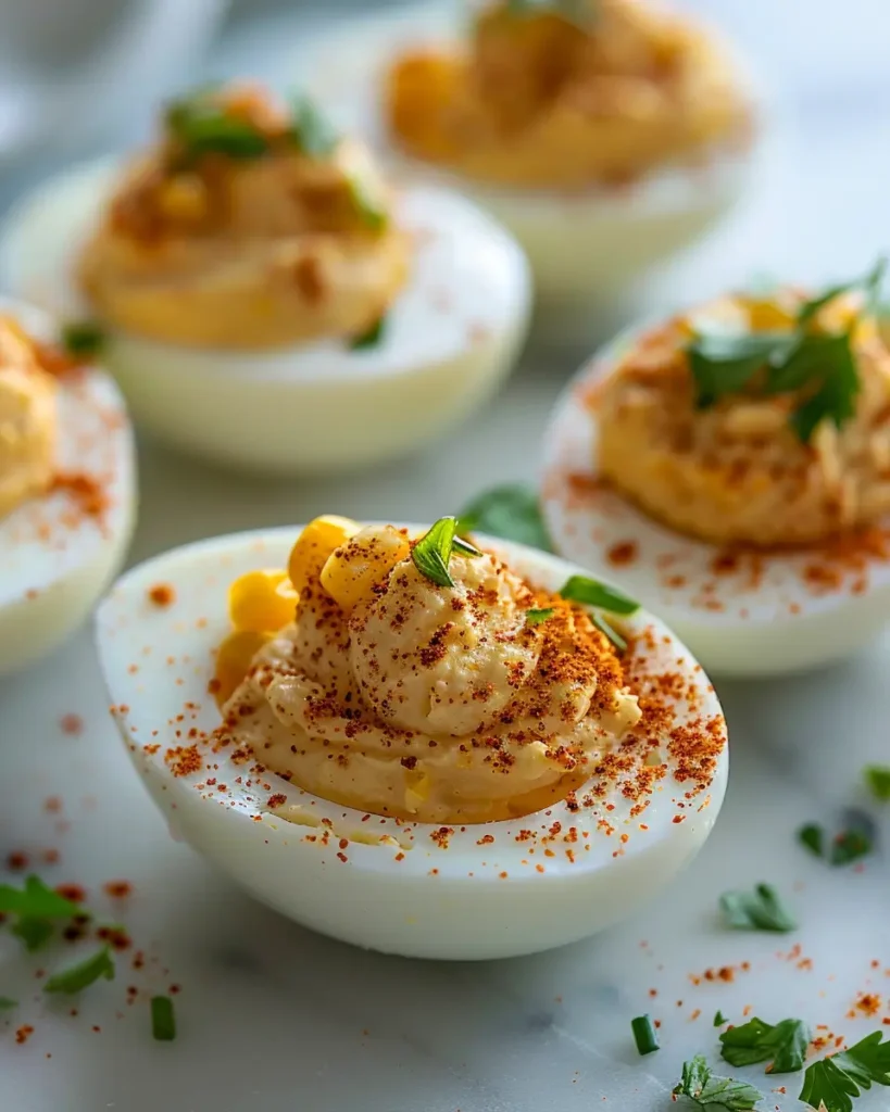 u6472731739 Vibrant bright high contrast vertical close up ph 2e662510 fce6 4a7d 841f 68d3f2c77e0e 1 Mexican Street Corn Deviled Eggs
