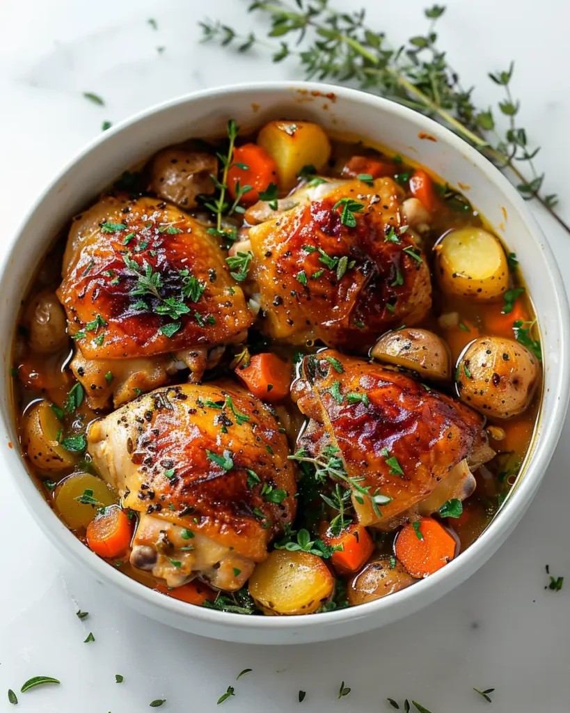 u6472731739 Vibrant bright high contrast vertical overhead ph b5cfbac3 c2ca 4f61 ba08 d624a623dfb9 1 Slow Cooker Chicken Thighs with Potatoes & Carrots
