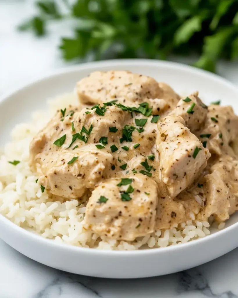 u6472731739 serving crock pot ranch chicken over rice on whit 26929224 3068 49da 923b 2ffba8925bbc 3 Crock Pot Ranch Chicken Recipe