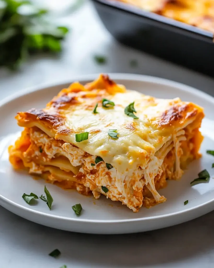 u6472731739 slice of buffalo chicken lasagna on white plate g 2166c8d2 4968 4a62 ab6a 0c1c0d962ea1 3 Buffalo Chicken Lasagna
