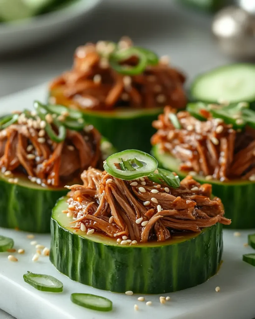 Asian Duck Canapes with Fresh Cucumber 1 Asian Duck Canapés with Fresh Cucumber