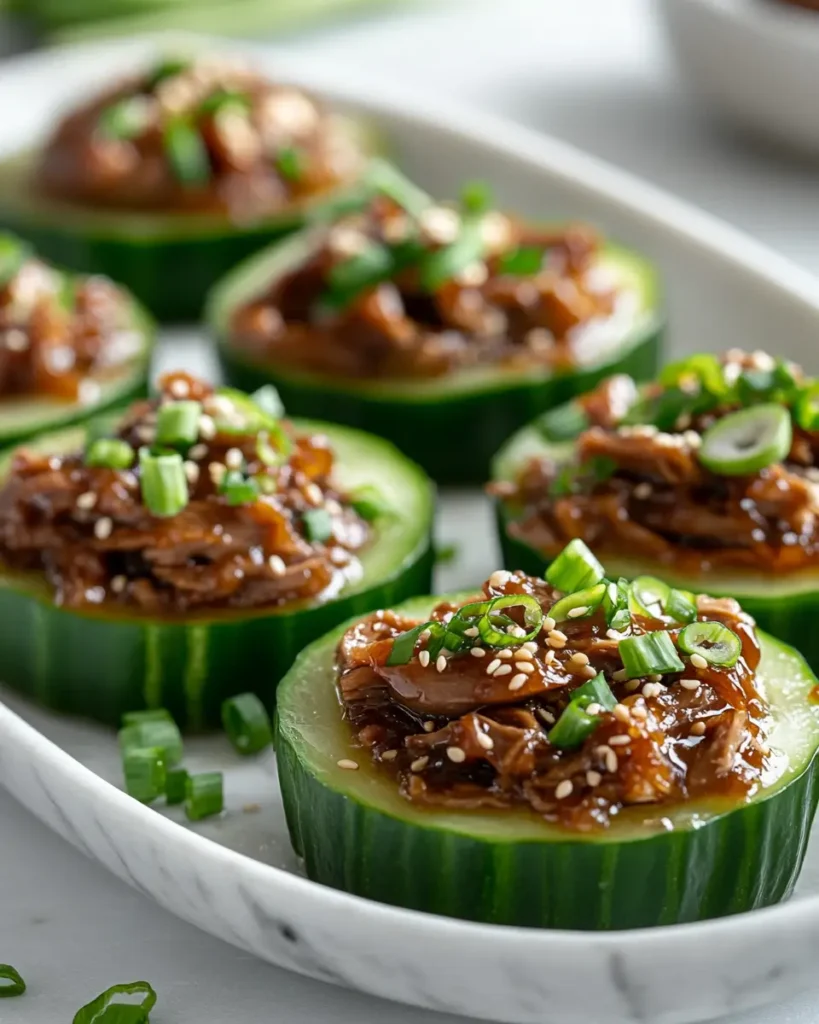 Asian Duck Canapes with Fresh Cucumber recipe Asian Duck Canapés with Fresh Cucumber