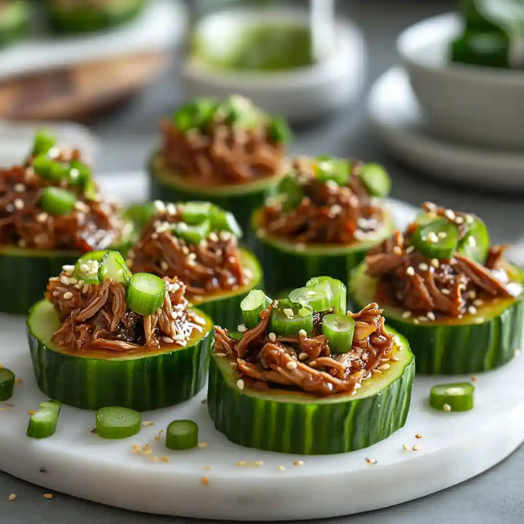 Asian Duck Canapes with Fresh Cucumber Asian Duck Canapés with Fresh Cucumber