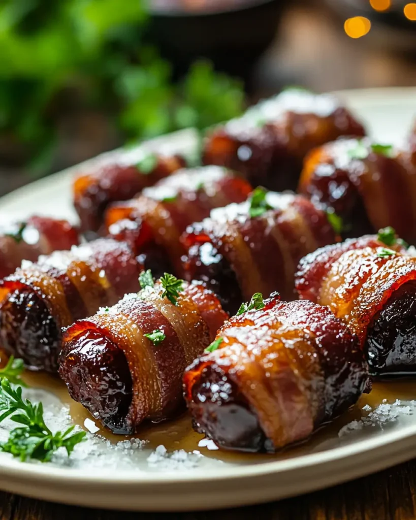 Beef Bacon Wrapped Dates with Hot Honey Sea Salt Beef Bacon Wrapped Dates with Hot Honey & Sea Salt
