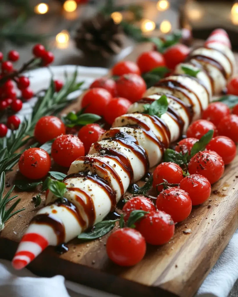 Candy Cane Caprese Board Candy Cane Caprese Board