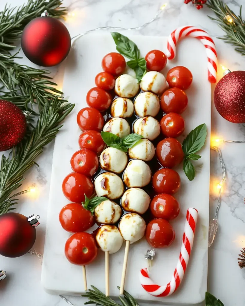 Candy Cane Caprese Board RECIPE Candy Cane Caprese Board