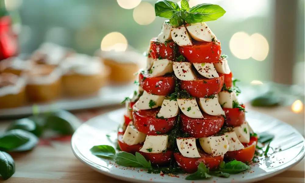 Caprese Christmas Tree 1 Top 10 Cheese Appetizers for Christmas Gatherings