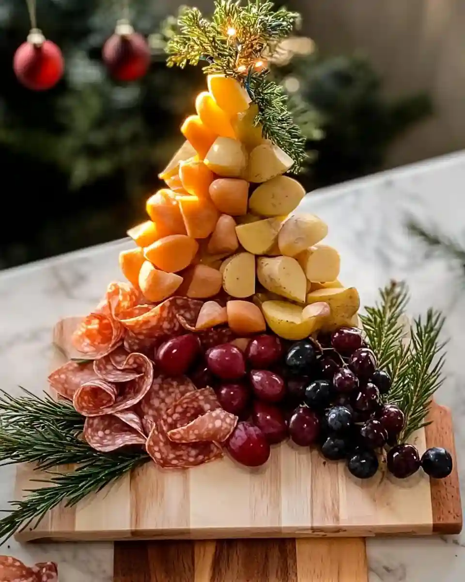 Caramelized Onion and Goat Cheese Tarts Christmas Tree Shaped Charcuterie Board