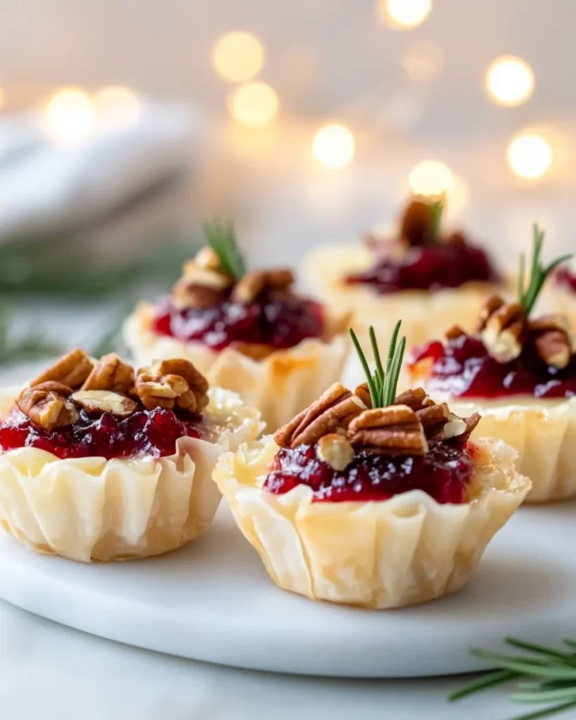 Cranberry Brie Phyllo Cups with Candied Pecans 3 Cranberry Brie Phyllo Cups with Candied Pecans