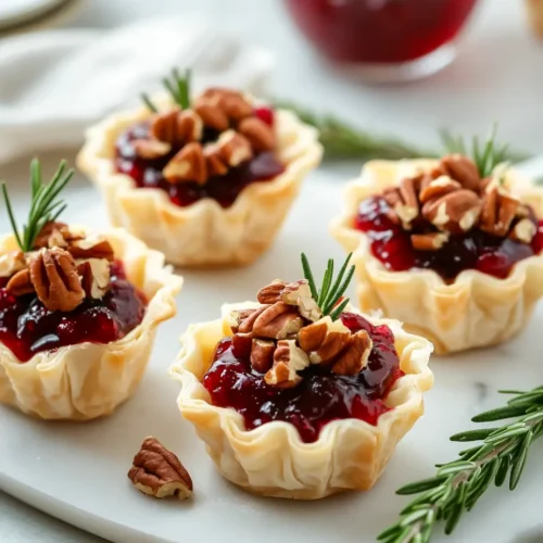 Cranberry Brie Phyllo Cups with Candied Pecans Cranberry Brie Phyllo Cups with Candied Pecans
