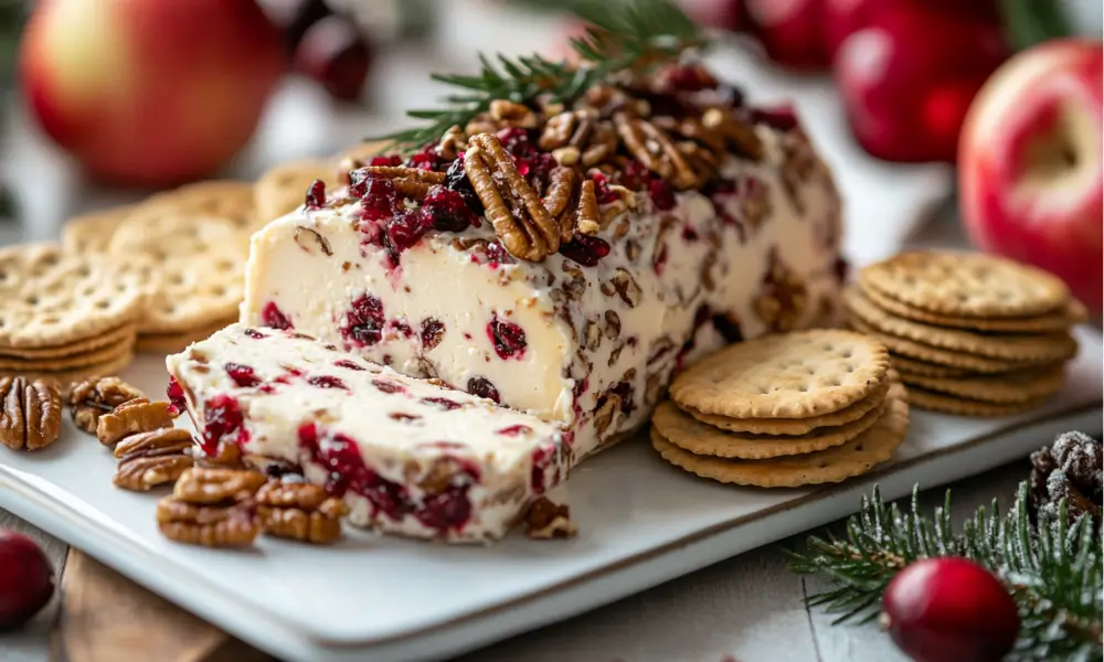 Cranberry Pecan and Cheese Log 1 Cranberry, Pecan and Cheese Log