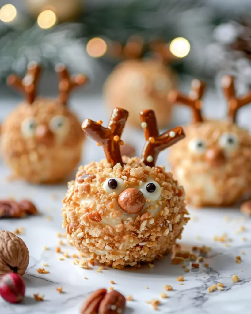 Easy Reindeer Cheese Ball Bites recipe Reindeer Cheese Ball Bites