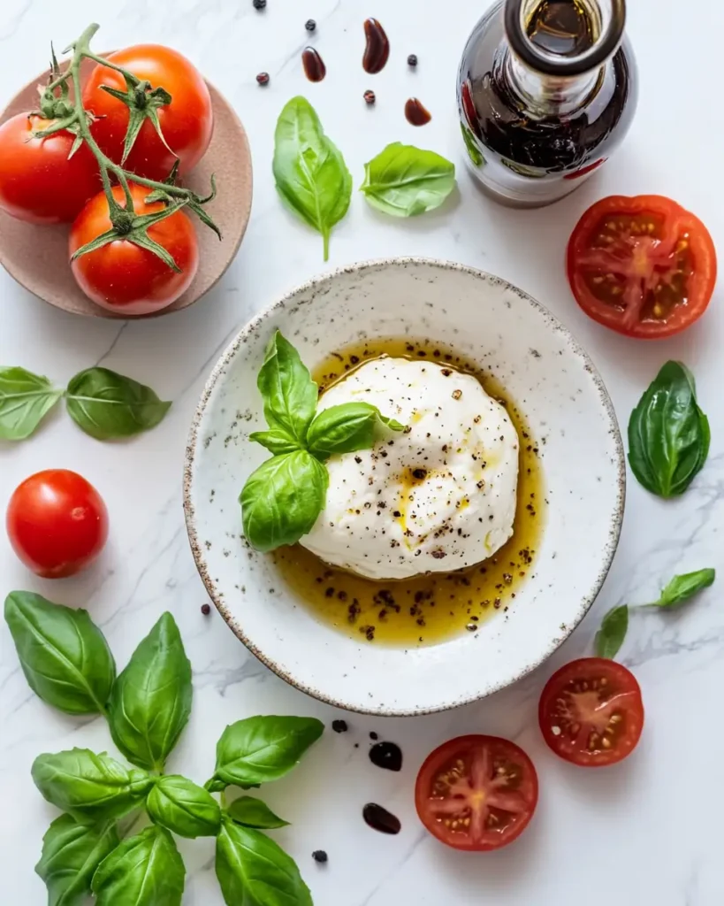 INGREDIENT FOR Italian Burrata Caprese Salad Italian Burrata Caprese Salad