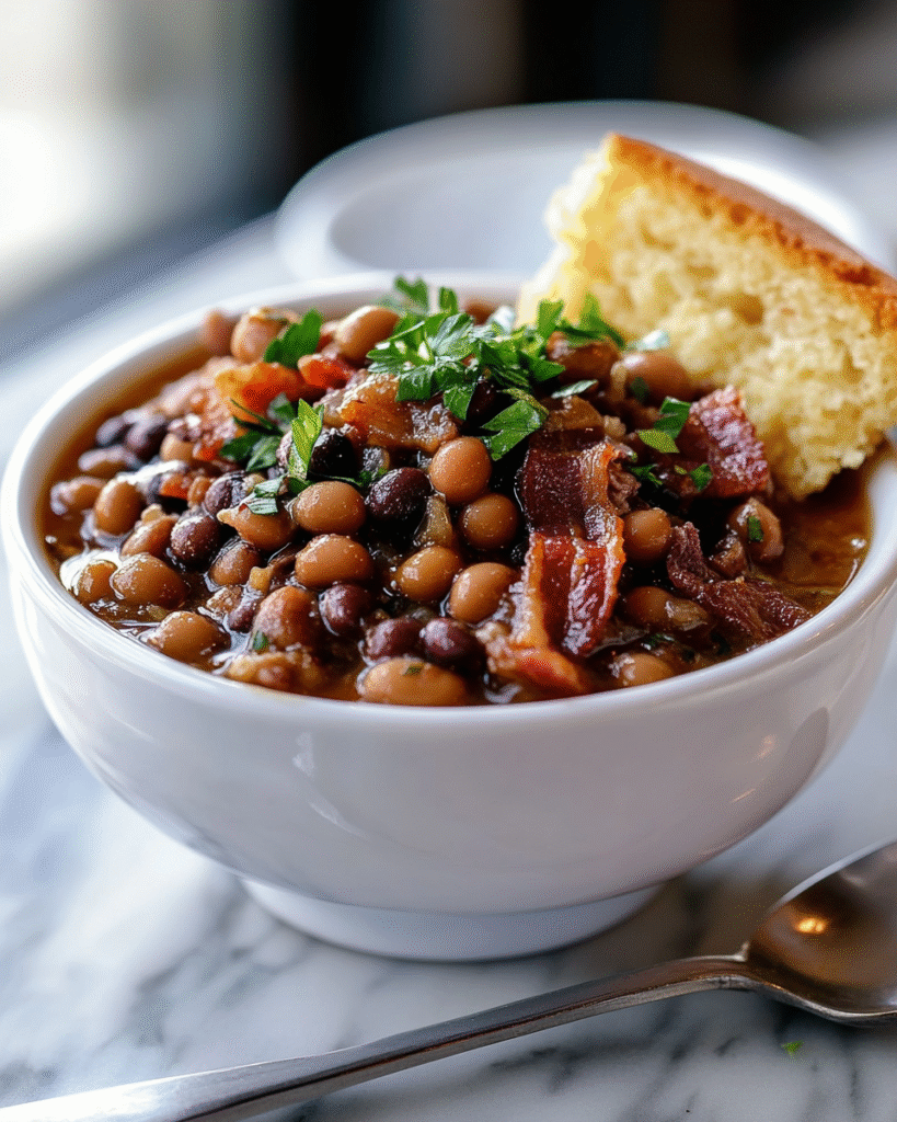 Maple Beef Bacon Bourbon Black Eyed Peas recipe Maple Beef Bacon & Bourbon Black Eyed Peas