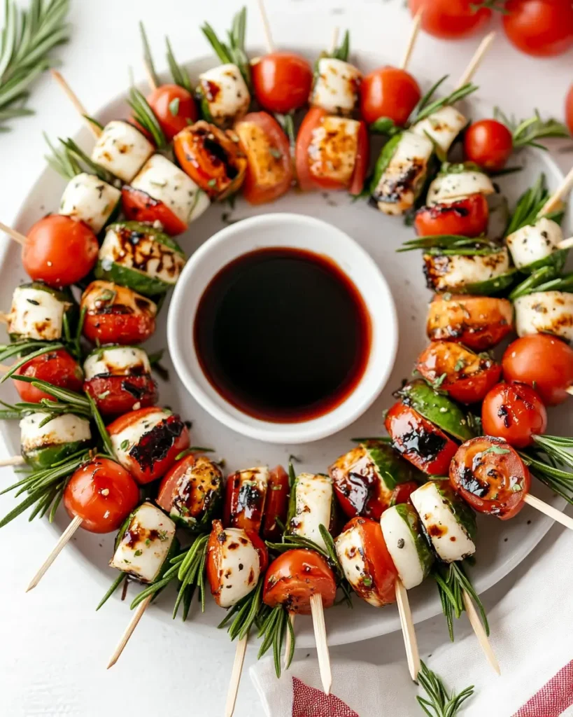 Mini Caprese Wreath Skewers for the Holidays 2 Mini Caprese Wreath Skewers