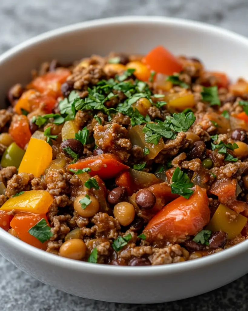 Spiced Ground Beef and Black Eyed Peas Stir Fry recipe Spiced Ground Beef and Black Eyed Peas Stir-Fry