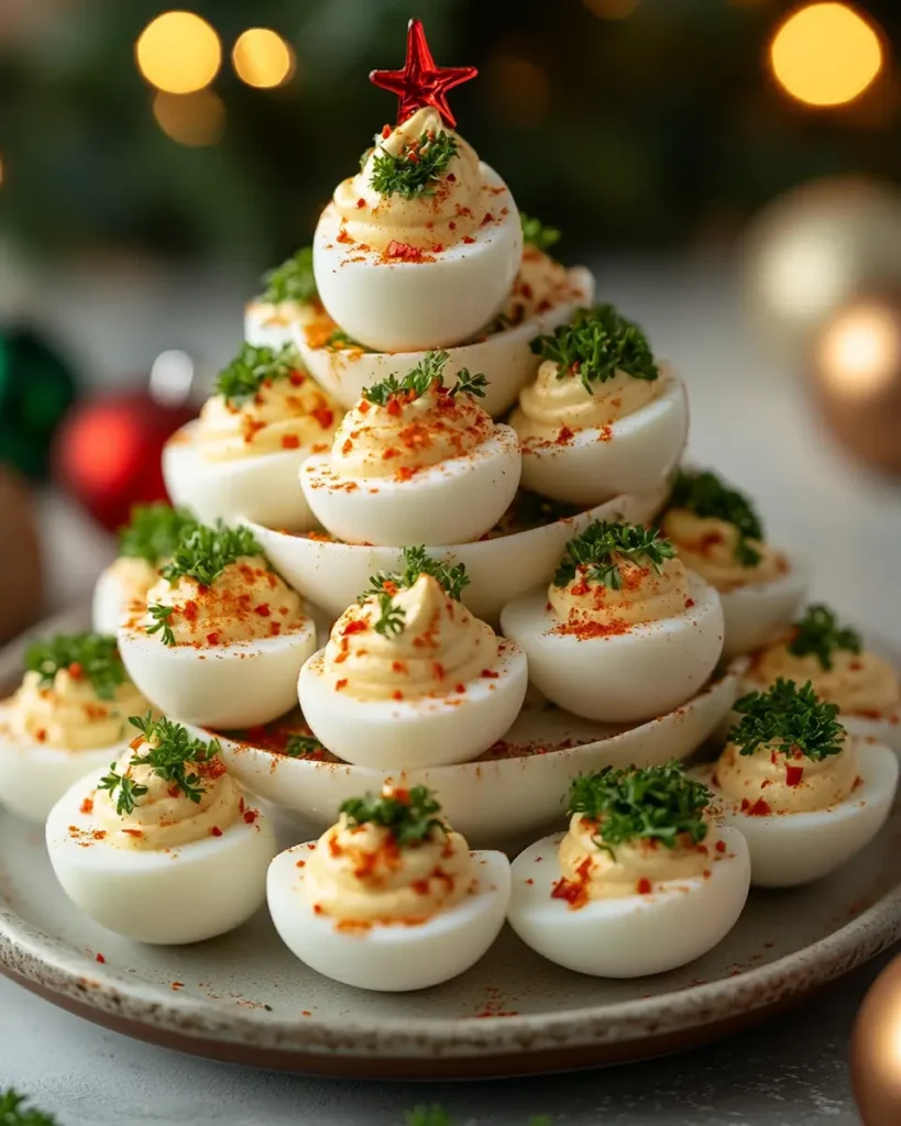 Spicy Sriracha Deviled Egg Trees recipe Spicy Sriracha Deviled Egg Trees