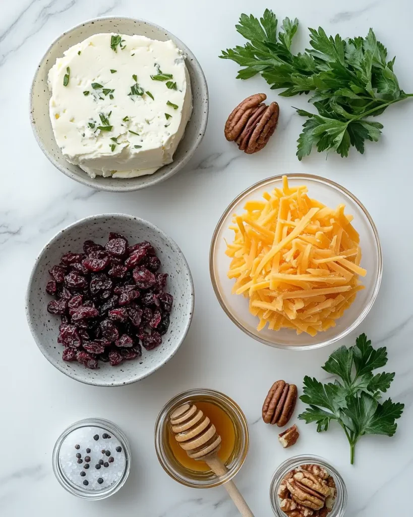 ingredient for Cranberry Pecan and Cheese Log Cranberry, Pecan and Cheese Log