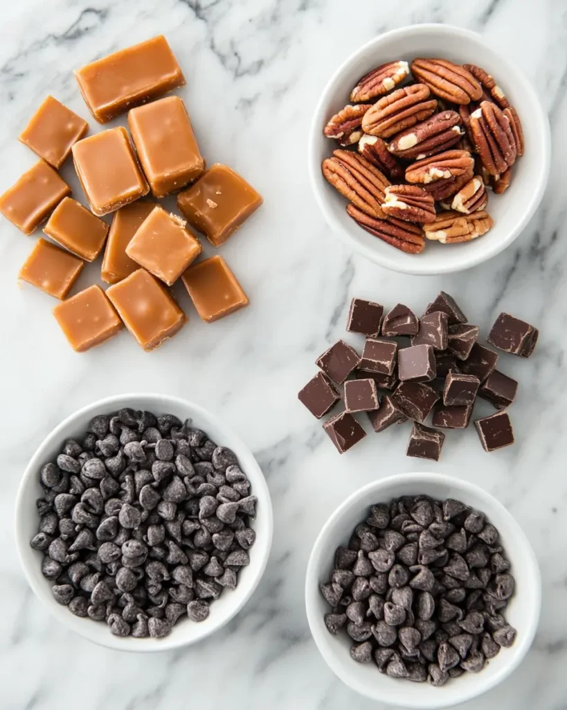 ingredient for Homemade Chocolate Turtles Homemade Chocolate Turtles