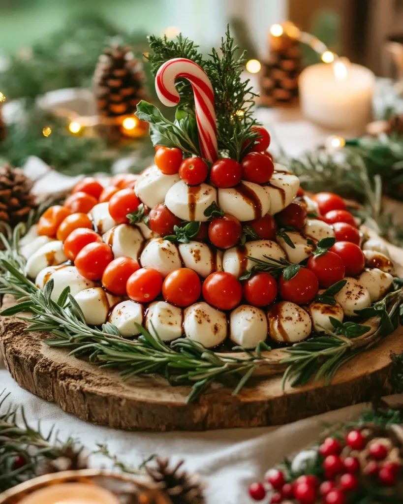 serv Candy Cane Caprese Board Candy Cane Caprese Board