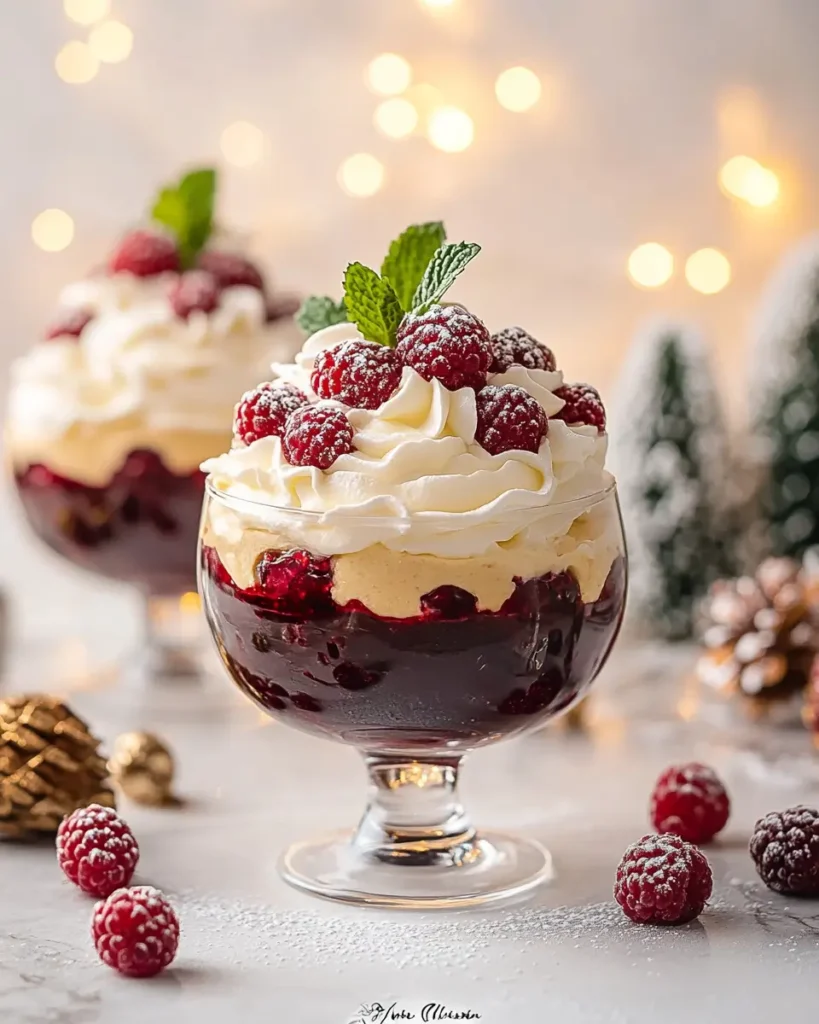 serving Christmas Trifle Dessert In Glass Christmas Trifle Dessert In Glass