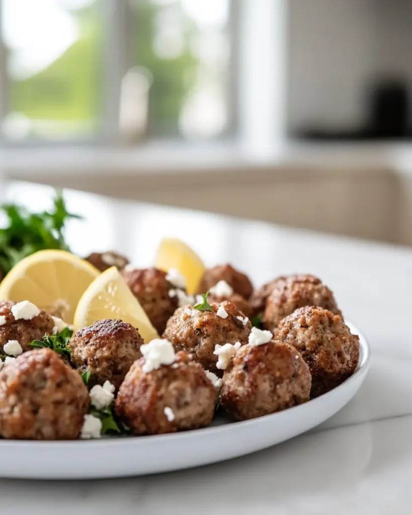 serving Greek inspired Meatball Appetiser Greek-inspired Meatball Appetiser