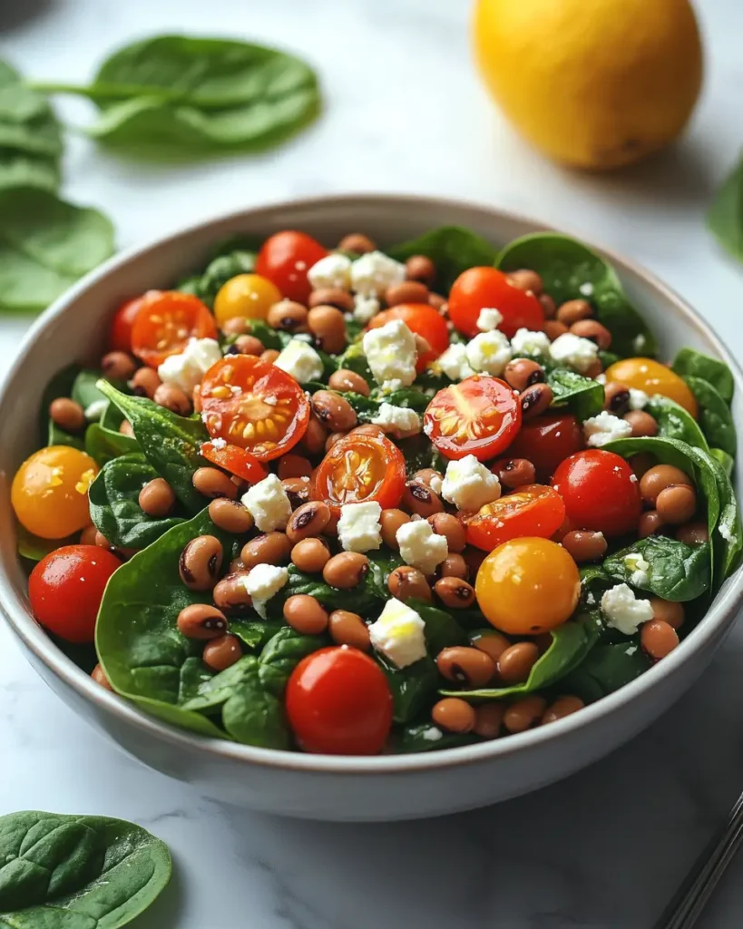 Black Eyed Pea and Spinach Salad 2 Black Eyed Pea and Spinach Salad
