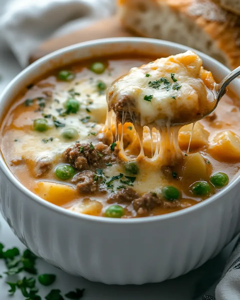 Cheesy Beef Vegetables Soup Recip Cheesy Beef & Vegetables Soup Recipe