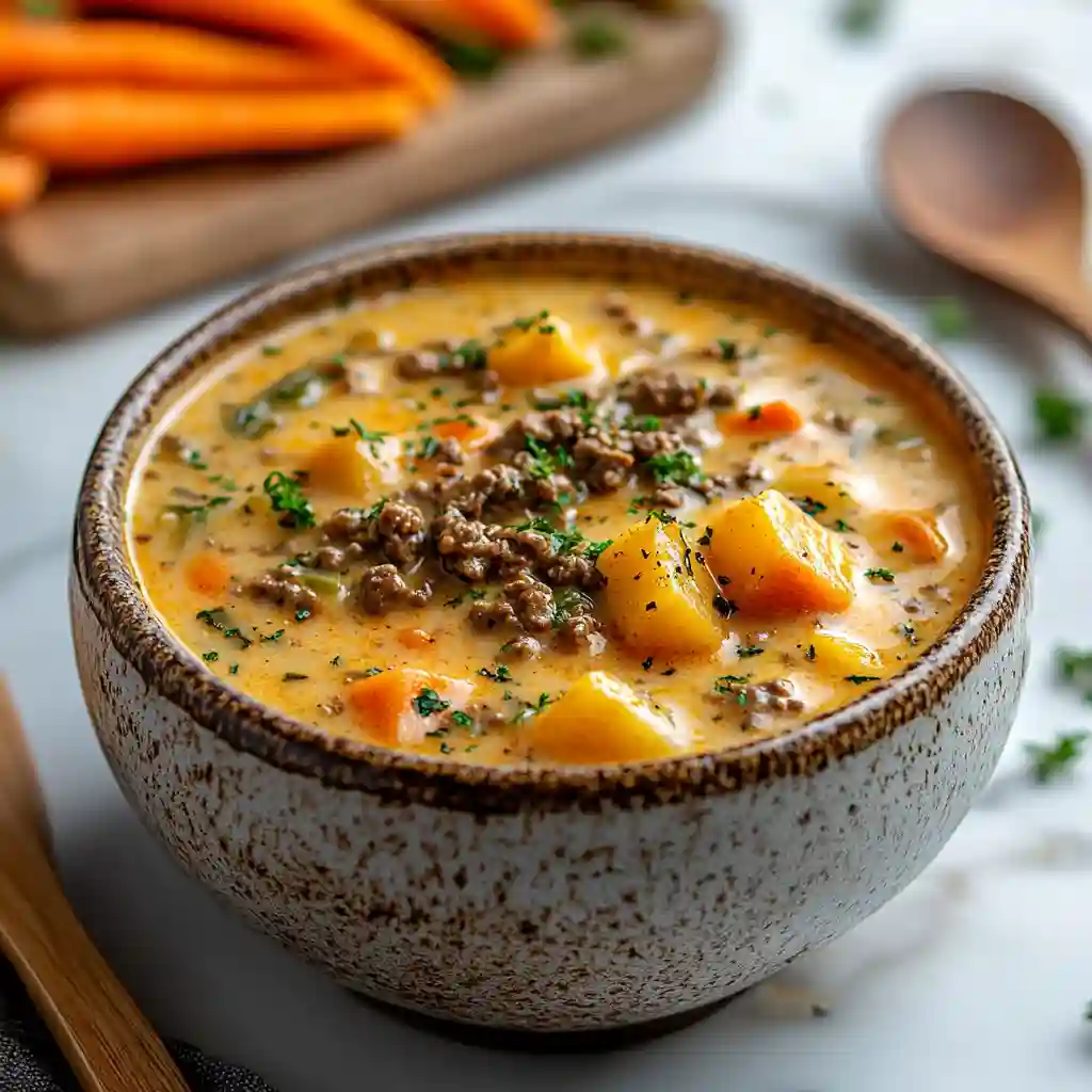 Cheesy Beef Vegetables Soup Recipe Cheesy Beef & Vegetables Soup Recipe