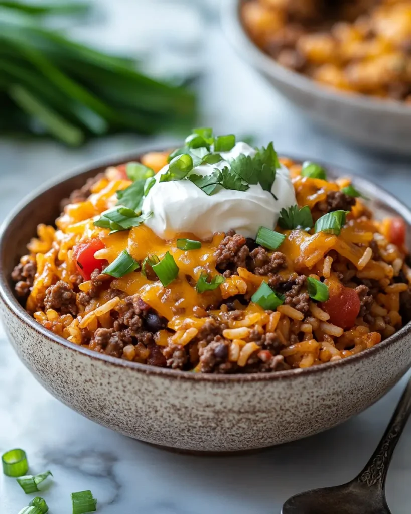 Cheesy Taco Rice Skillet With Ground Beef r Cheesy Taco Rice Skillet With Ground Beef