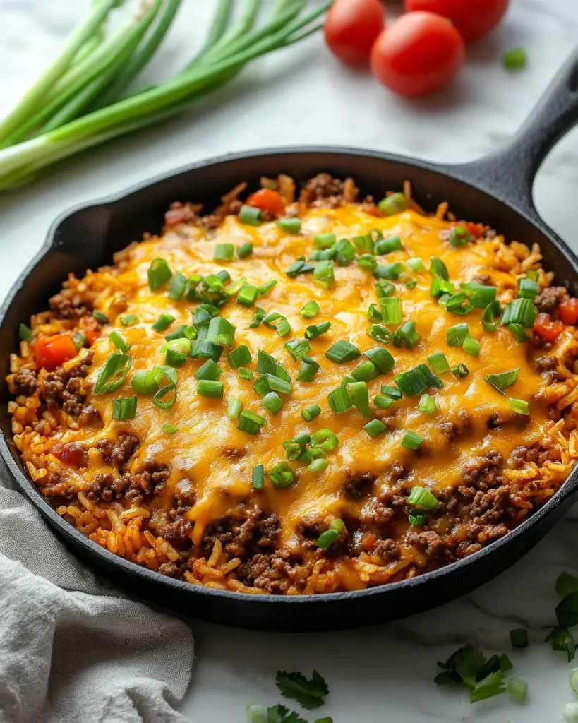 Cheesy Taco Rice Skillet With Ground Beef recipe Cheesy Taco Rice Skillet With Ground Beef