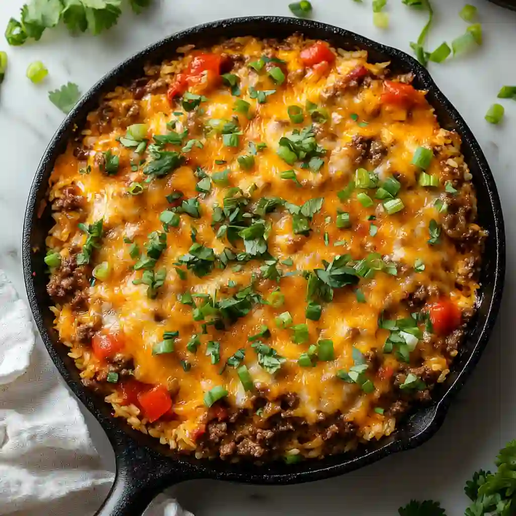 Cheesy Taco Rice Skillet With Ground Beef Cheesy Taco Rice Skillet With Ground Beef