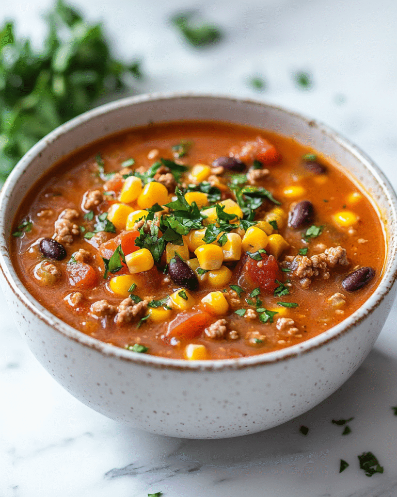 Creamy Taco Soup with Ground Beef Creamy Taco Soup with Ground Beef