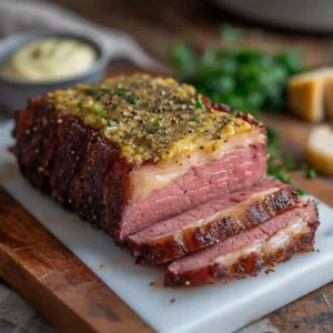 Crispy Corned Beef Coated in Dijon and Peppercorns Crispy Corned Beef Coated in Dijon and Peppercorns