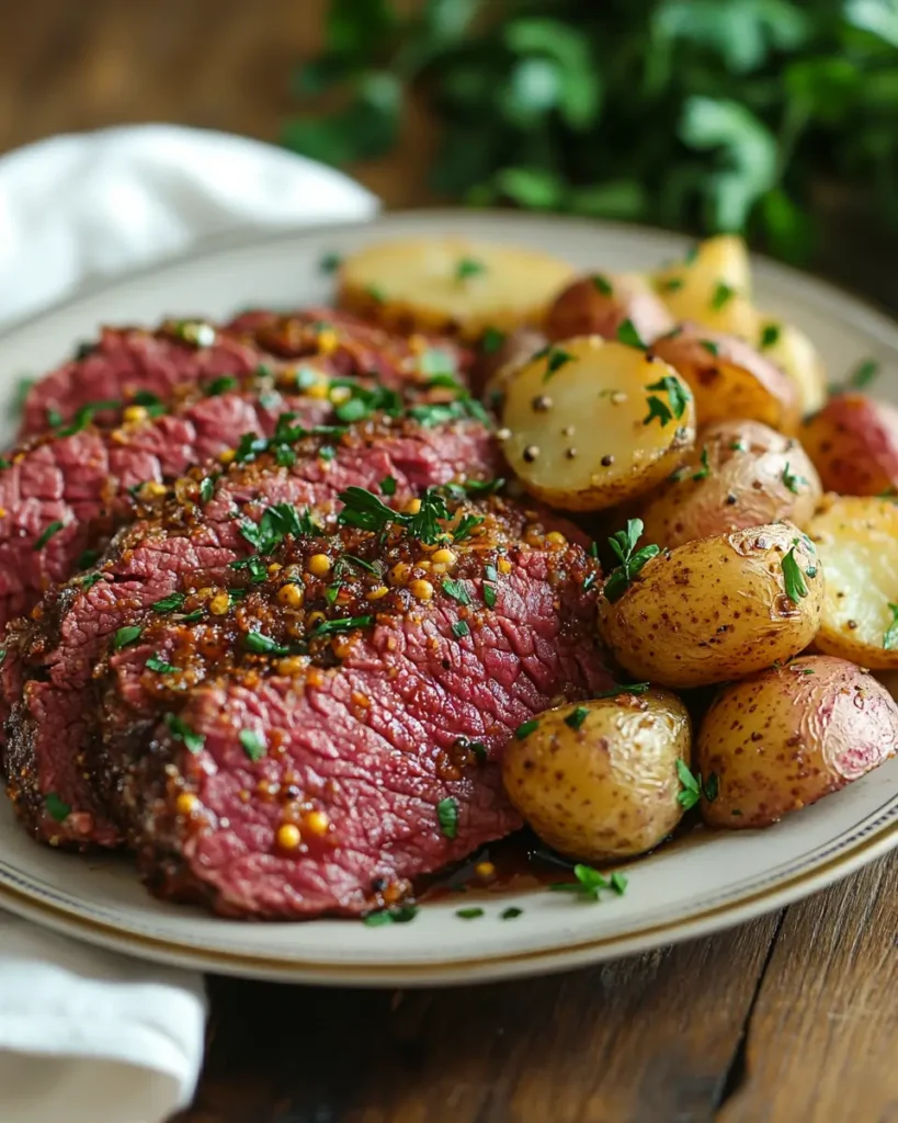 Crispy Corned Beef Coated in Dijon and Peppercorns recipe Crispy Corned Beef Coated in Dijon and Peppercorns