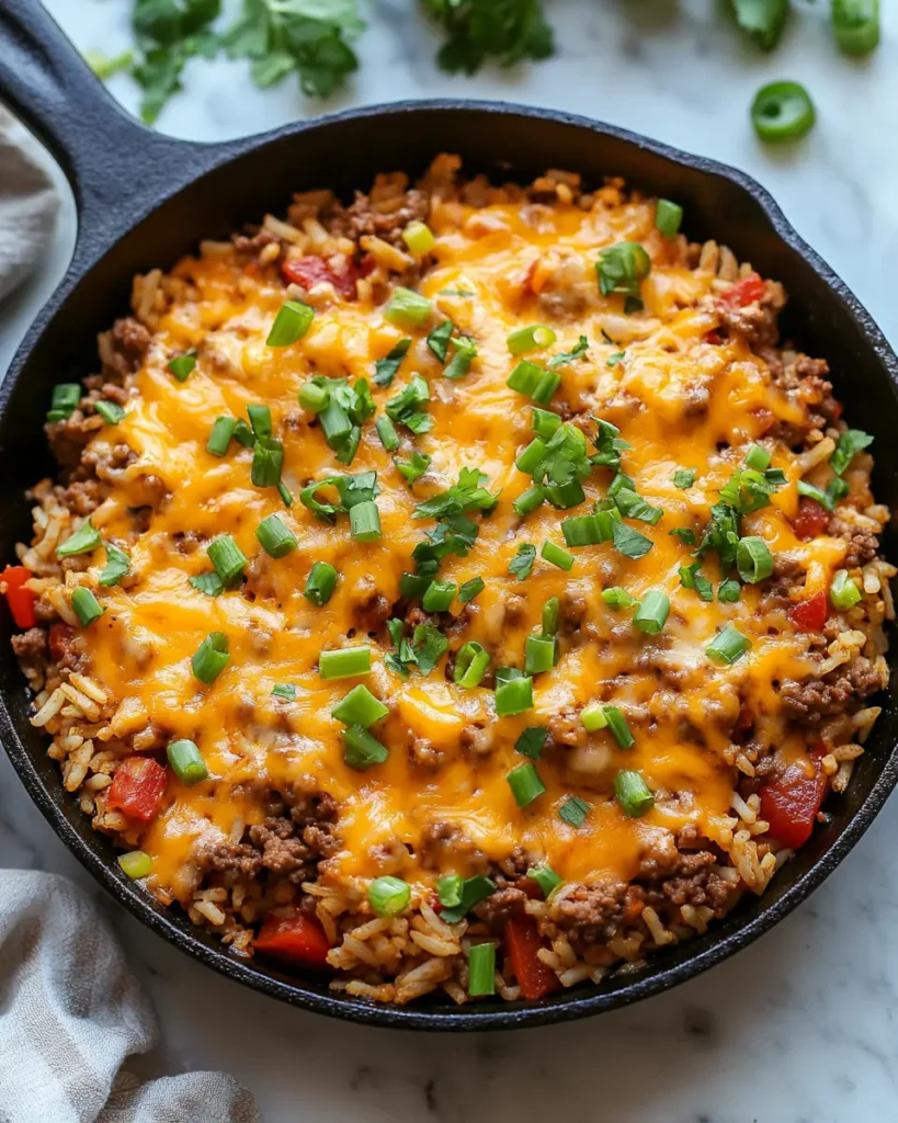 Easy Cheesy Taco Rice Skillet With Ground Beef Cheesy Taco Rice Skillet With Ground Beef