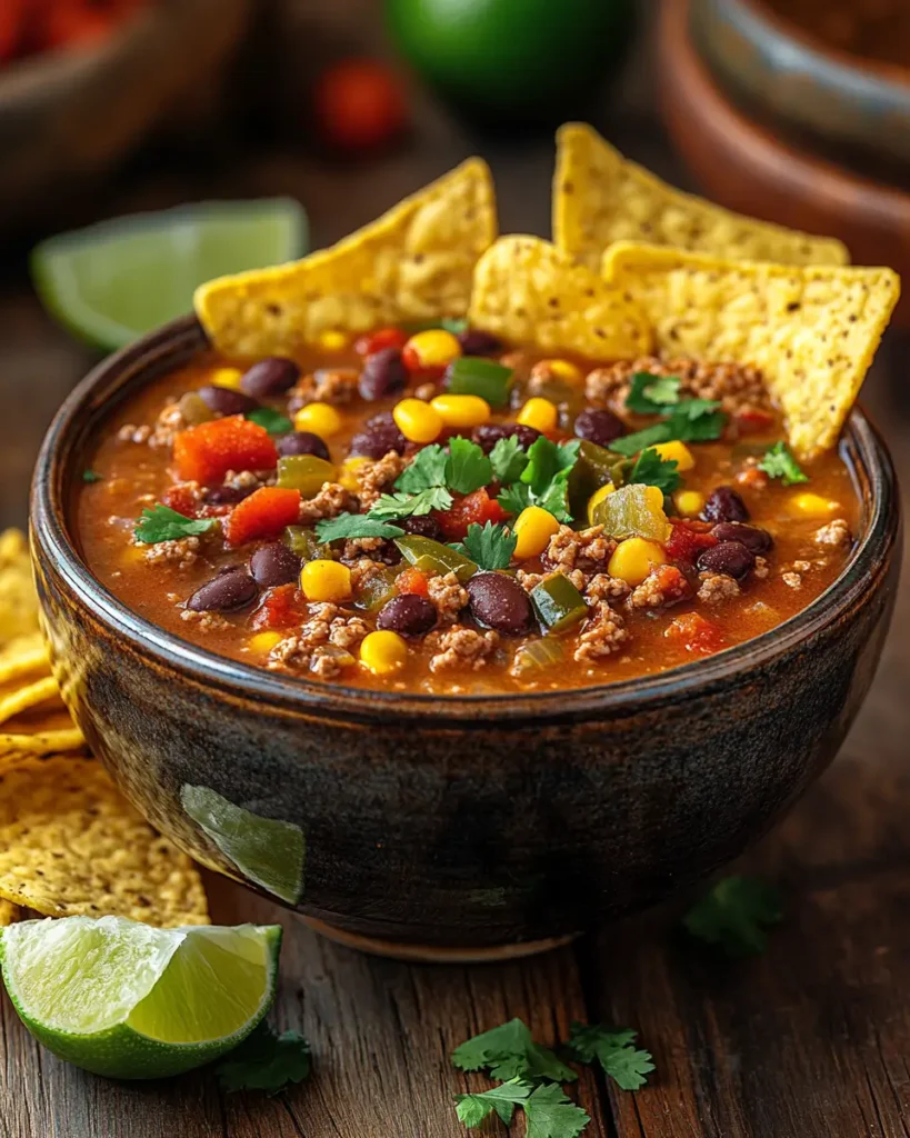 Easy Ground Beef Taco Soup Recipe with Beans Ground Beef Taco Soup Recipe with Beans